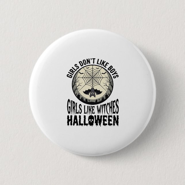 Badge Rond 5 Cm Filles comme sorcières Halloween Design Vector Vin (Devant)