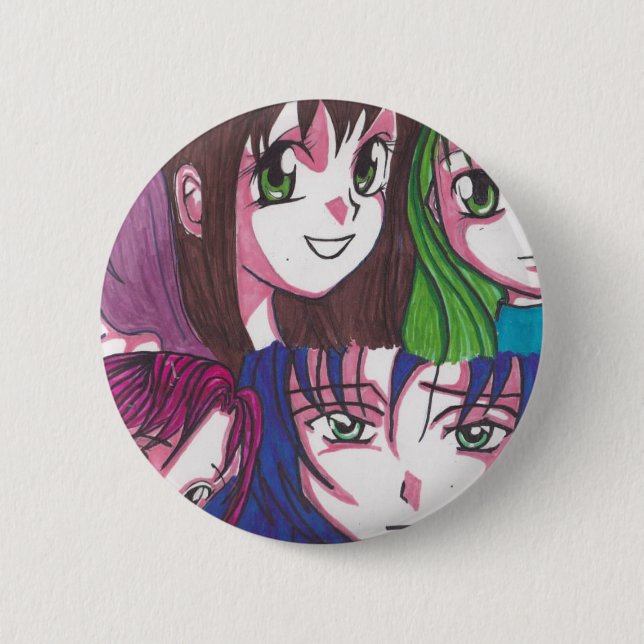 Badge Rond 5 Cm Filles d'anime (Devant)