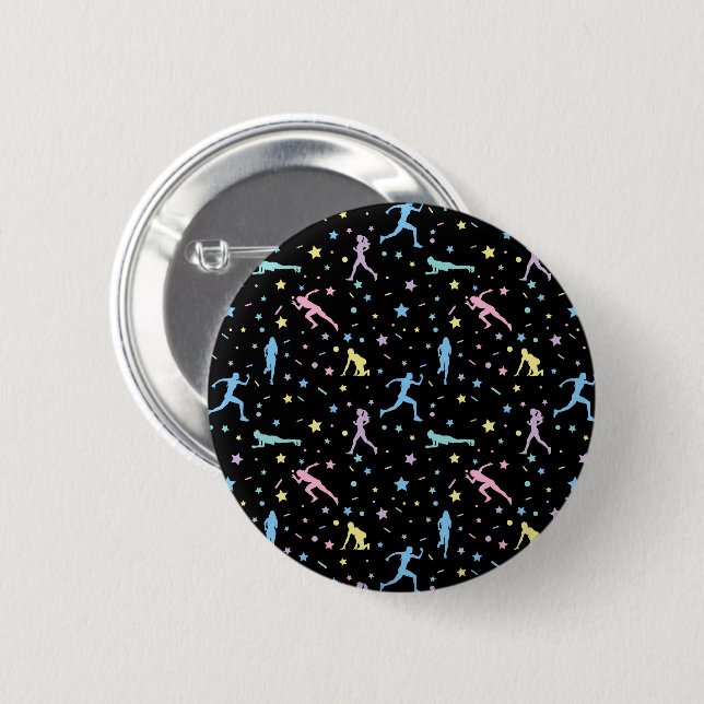 Badge Rond 5 Cm Filles de cross-country, de piste, marathonienne (Devant & derrière)