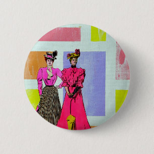Badge Rond 5 Cm Filles de Gibson dans un motif de Mondrian