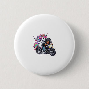 Badge Rond 5 Cm Filles de licorne à moto Femmes Enfants Yorkshi