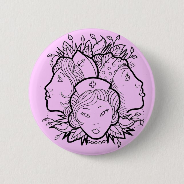 Badge Rond 5 Cm filles de tatouage (Devant)