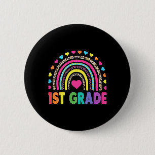Badge Rond 5 Cm Filles et garçons de première année arc-en-ciel Éq