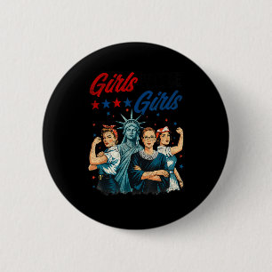 Badge Rond 5 Cm Filles Filles Artwork Féministe Patriotique