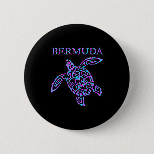 Badge Rond 5 Cm Filles Garçons Tortue de Mer des Bermudes Souvenir