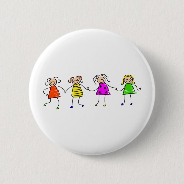 Badge Rond 5 Cm Filles heureuses (Devant)