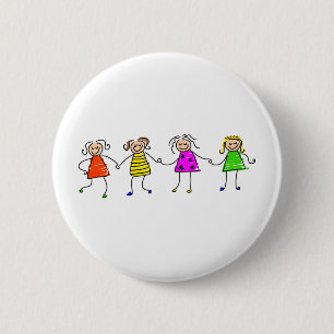 Badge Rond 5 Cm Filles heureuses