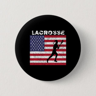 Badge Rond 5 Cm Filles Lacrosse Usa Drapeau T Chemise Perdue Vinta
