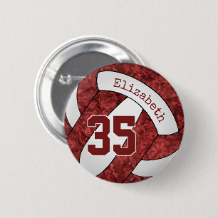 Badge Rond 5 Cm filles maroon blanc volleyball équipe couleurs