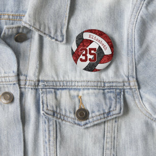 Badge Rond 5 Cm filles maroon noir volleyball équipe couleurs