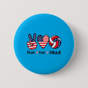 Badge Rond 5 Cm Filles Paix Amour Volley-ball 4 juillet Américain