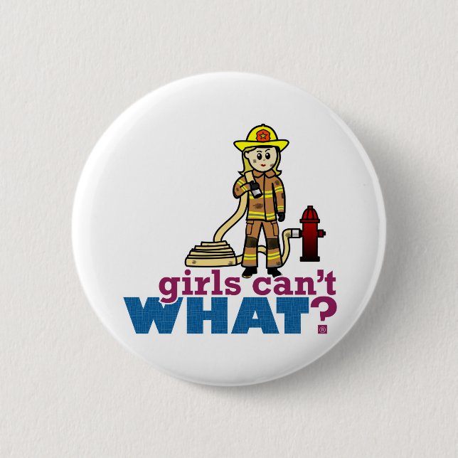 Badge Rond 5 Cm Filles pompiers (Devant)