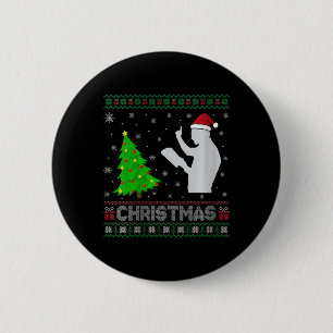 Badge Rond 5 Cm Filles Prêcheuse Noël Arbre Éclairage Laide Noël