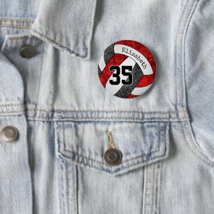 Badge Rond 5 Cm filles rouge noir volleball équipe couleurs person
