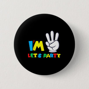 Badge Rond 5 Cm Filles Troisième Anniversaire Chemise 3ème Anniver