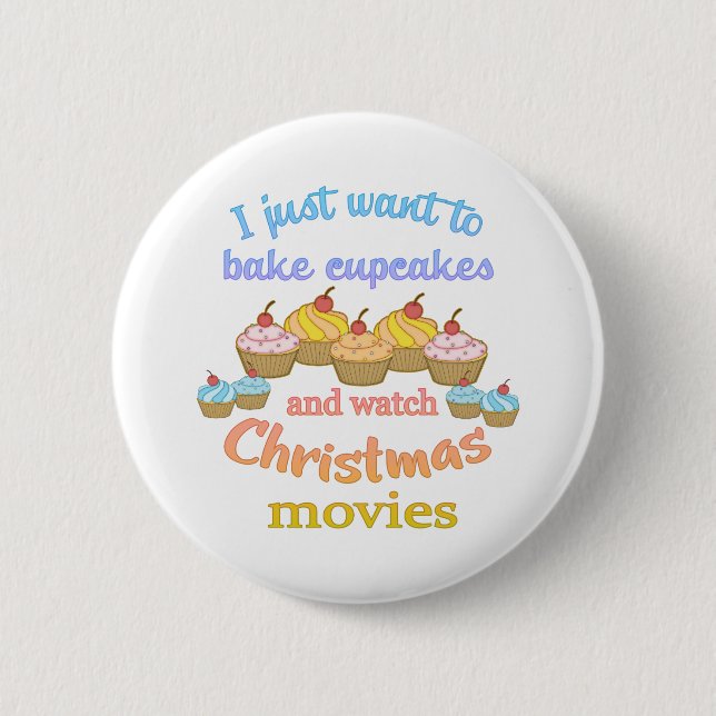 Badge Rond 5 Cm Films de Noël et Cupcakes (Devant)
