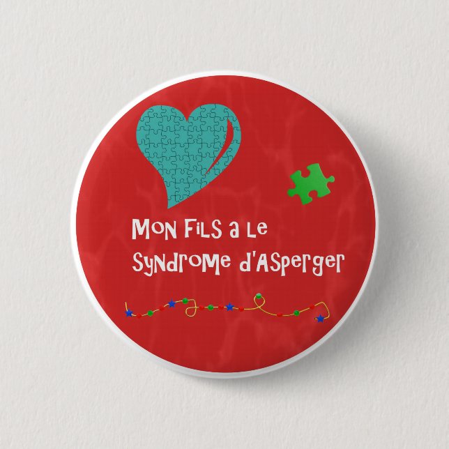 Badge Rond 5 Cm Fils de Macaron lundi un d'Asperger de le syndrome (Devant)