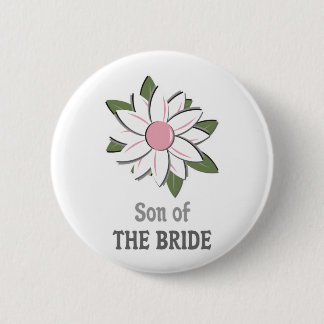 Badge Rond 5 Cm Fils rose de fleur de la jeune mariée