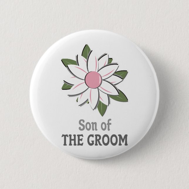 Badge Rond 5 Cm Fils rose de fleur du marié (Devant)