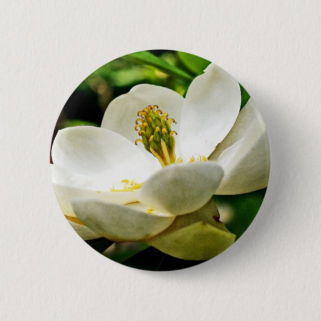 Badge Rond 5 Cm Fin de fleur de magnolia (Devant)