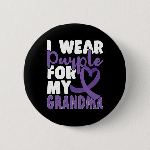 Badge Rond 5 Cm Fin Heimer Je porte du violet pour ma grand-mère M