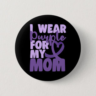 Badge Rond 5 Cm Fin Heimer Je Porte du Violet Pour Ma Mère Sensibi