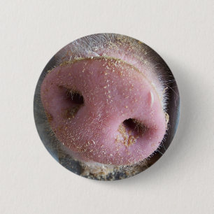 Badge Rond 5 Cm Fin rose de nez de porc vers le haut de