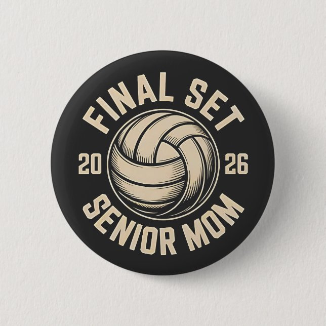 Badge Rond 5 Cm Final Set Senior Mom 2026 Graduation Volleyball (Devant)
