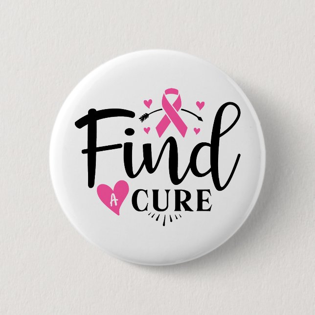 Badge Rond 5 Cm Find A Cure Breast Cancer Awareness (Devant)