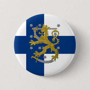Badge Rond 5 Cm Finland Coat of Arms and Flag
