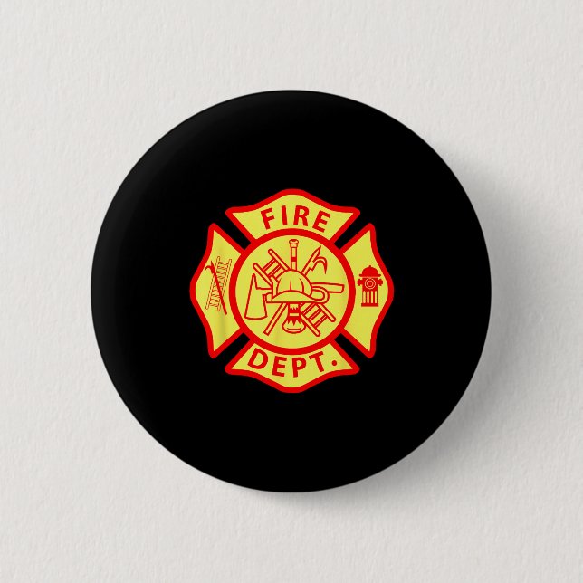 Badge Rond 5 Cm Fire Department Logo Uniform Fireman Symbol Firefi (Devant)