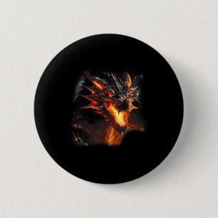 Badge Rond 5 Cm Fire Dragon Head Mythique Dragon Love Respiration