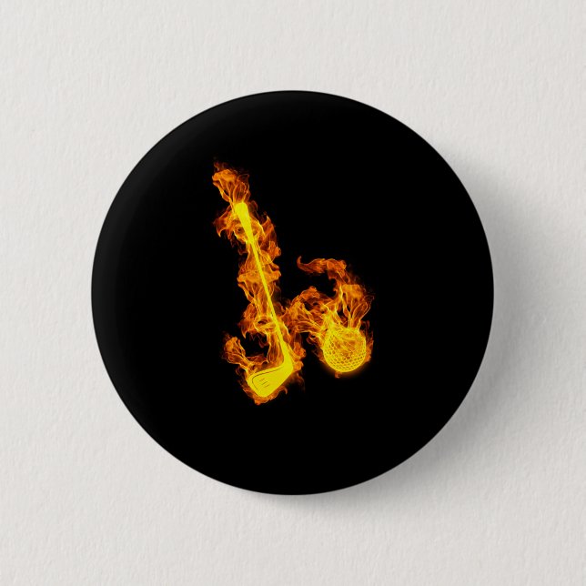 Badge Rond 5 Cm Fire Golf Flames Golf Ball Golfeur (Devant)