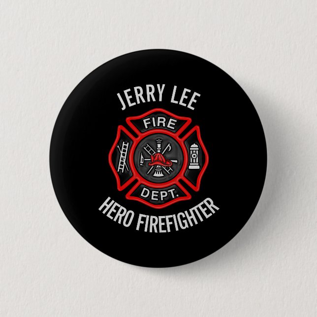 Badge Rond 5 Cm Firefighter Nom de texte personnalisé Personnalisé (Devant)