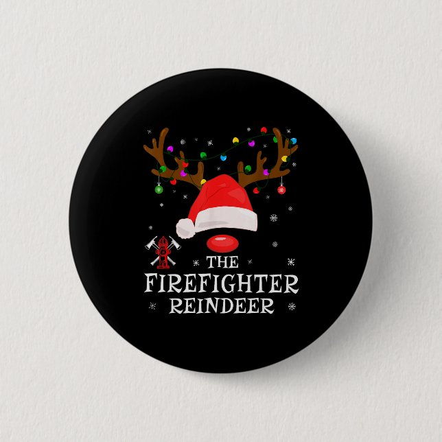 Badge Rond 5 Cm Firefighter Reindeer Family Matching Christmas Pjs (Devant)