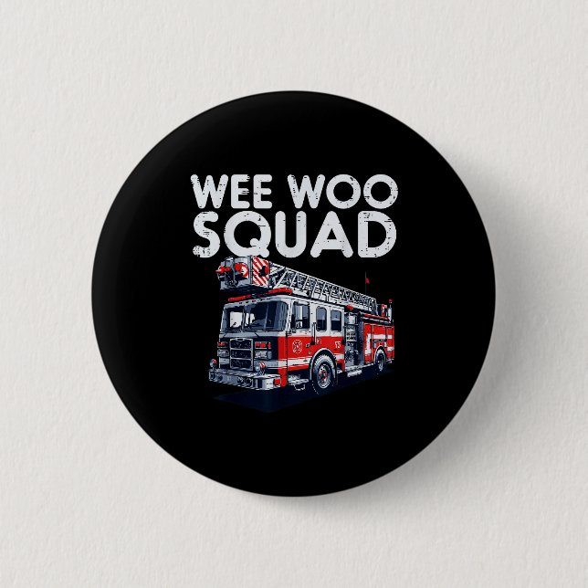 Badge Rond 5 Cm Firefighter Truck Wee Woo Squad Fireman Men Boys K (Devant)