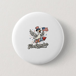 Badge Rond 5 Cm FireQuacker Oie Patriotique Vintage 4 juillet Dé