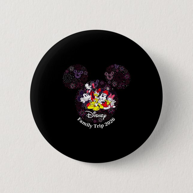 Badge Rond 5 Cm Fireworks Family Trip 2026 Valentines Day Vacatio  (Devant)