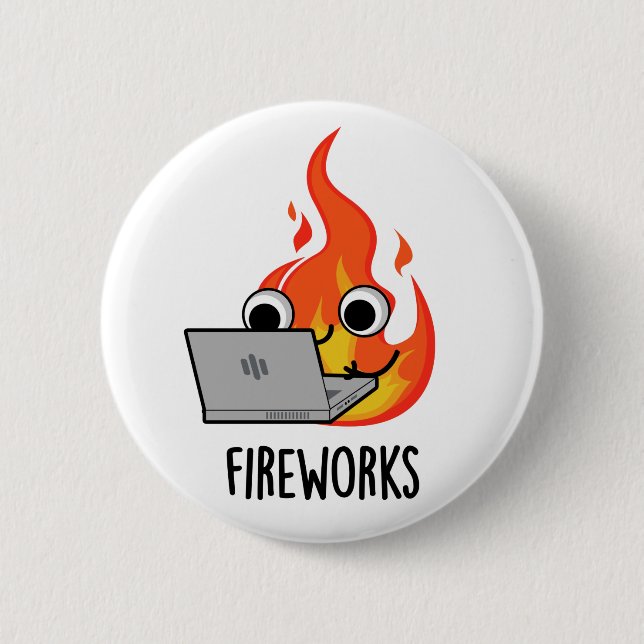 Badge Rond 5 Cm Fireworks Funky Fire Flame Pun (Devant)