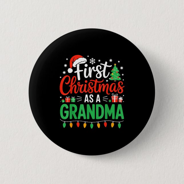 Badge Rond 5 Cm First Christmas As A Grandma Matching New Nana Gra (Devant)
