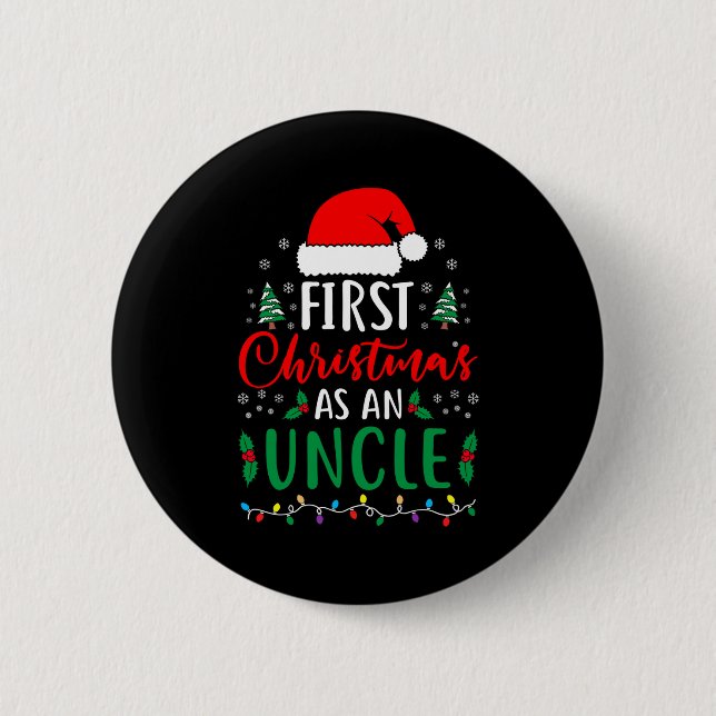 Badge Rond 5 Cm First Christmas As An Uncle New Parents Xmas Match (Devant)