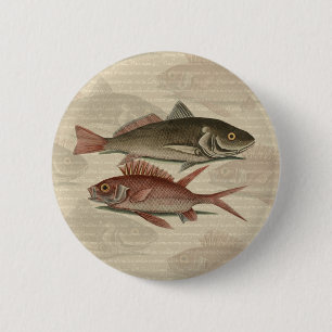 Badge Rond 5 Cm Fish Red Perch Fisherman Art