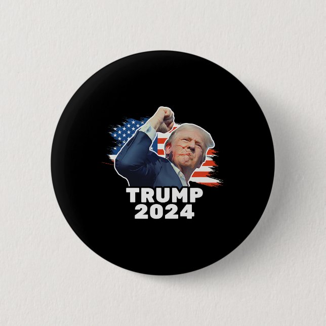 Badge Rond 5 Cm Fist Bump 2024 Président Red (Devant)