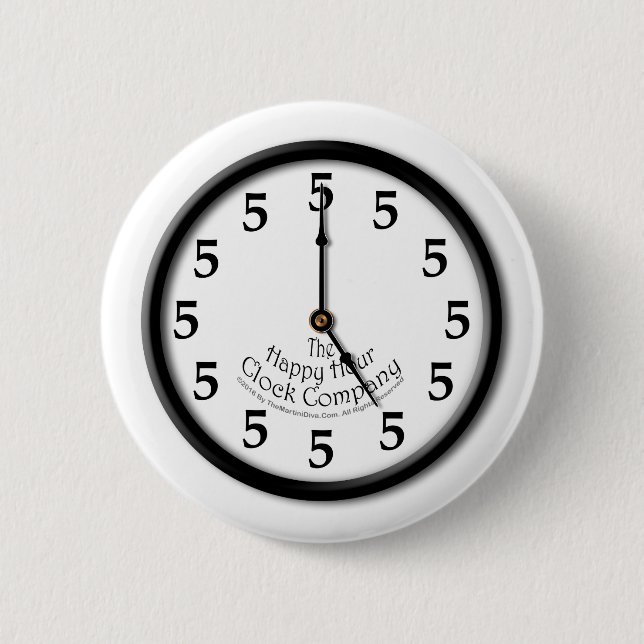 BADGE ROND 5 CM FIVE O'CLOCK CLOCK (Devant)