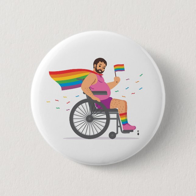 Badge Rond 5 Cm FLAG-BEAR-ERS Wheelrchaise hero (Devant)