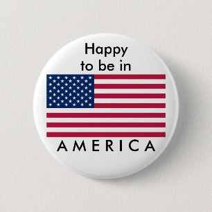Badge Rond 5 Cm FLAG USA, heureux d'être en AMÉRIQUE