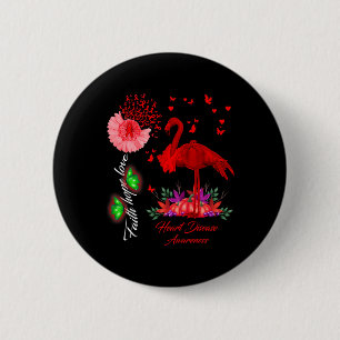 Badge Rond 5 Cm Flamant Foi Espoir Amour Maladie cardiaque Ruban d