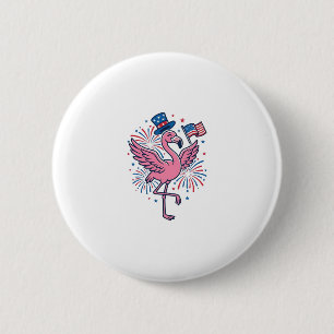 Badge Rond 5 Cm Flamant patriotique feux d'artifice conception vec