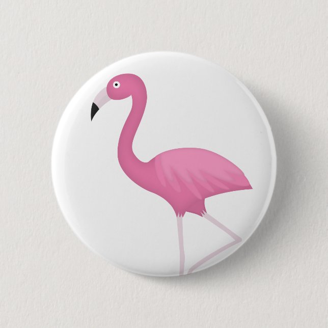 Badge Rond 5 Cm flamant plumeux rose (Devant)
