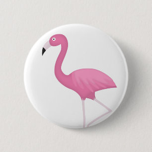 Badge Rond 5 Cm flamant plumeux rose